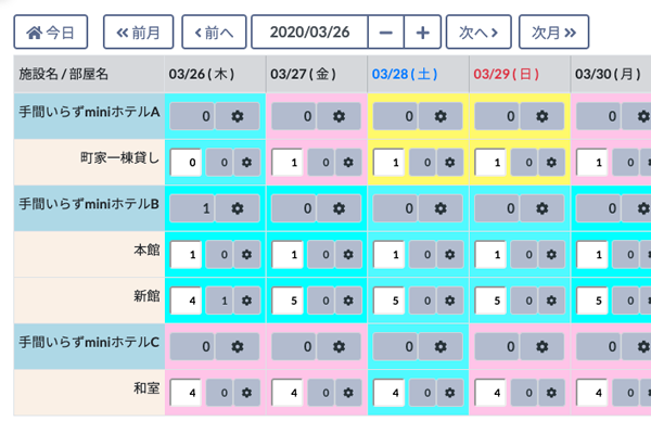 客室在庫・予約管理